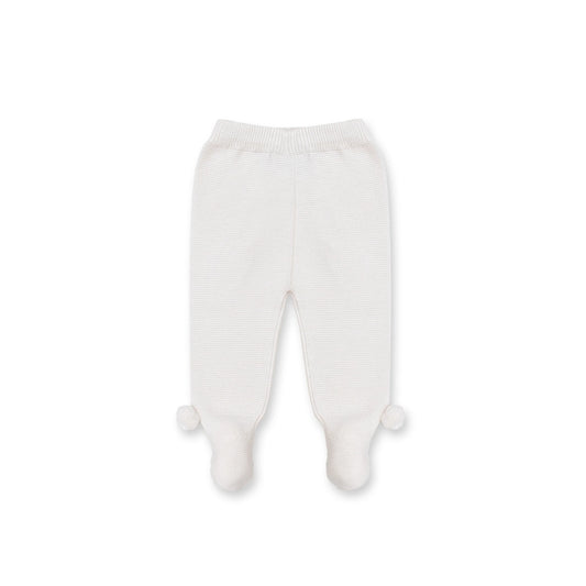 Pompom Knitted Pant Brest, White Celery