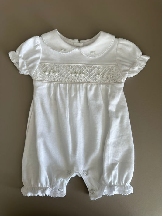 SMOCK LINEN PIMA PLAYSUIT WH